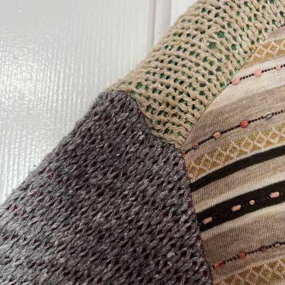 Burning Torch Cardigan Sweater Womens M Mixed Prints Striped Knit Pockets Button - Picture 6 of 9
